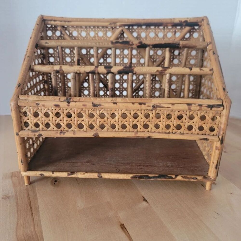 Bamboo Desk Organizer Vintage Home Decor
